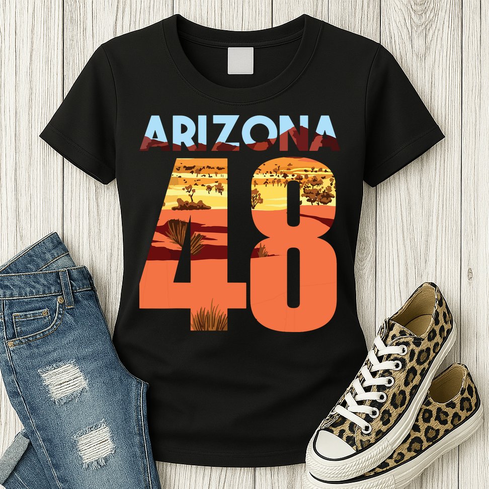 Arizona 48th State Souvenir Arizona 48 Cactus Womens T-Shirt