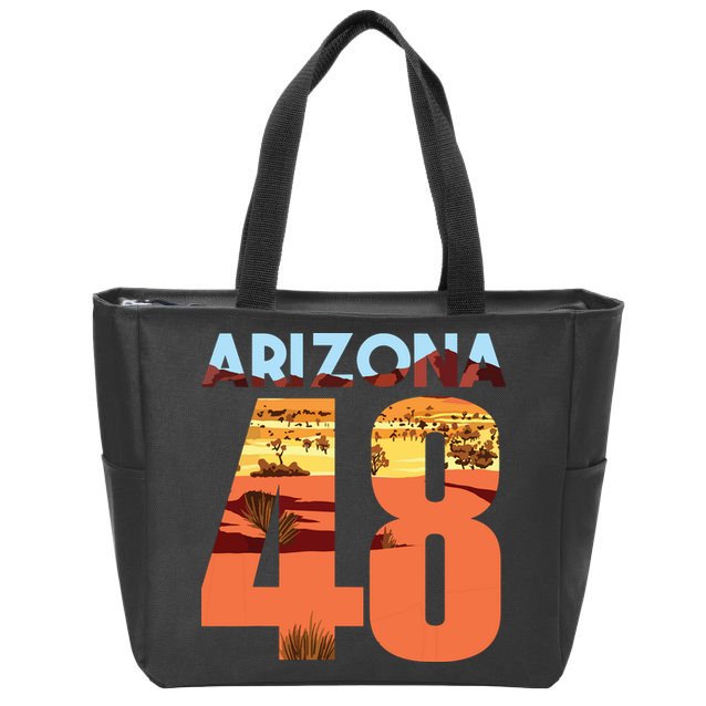 Arizona 48th State Souvenir Arizona 48 Cactus Zip Tote Bag