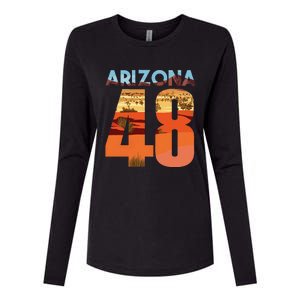 Arizona 48th State Souvenir Arizona 48 Cactus Womens Cotton Relaxed Long Sleeve T-Shirt