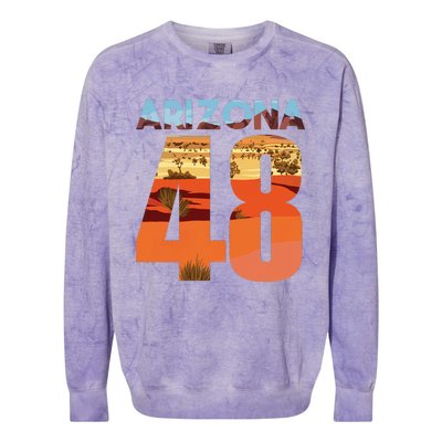 Arizona 48th State Souvenir Arizona 48 Cactus Colorblast Crewneck Sweatshirt