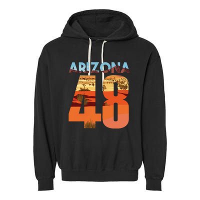 Arizona 48th State Souvenir Arizona 48 Cactus Garment-Dyed Fleece Hoodie