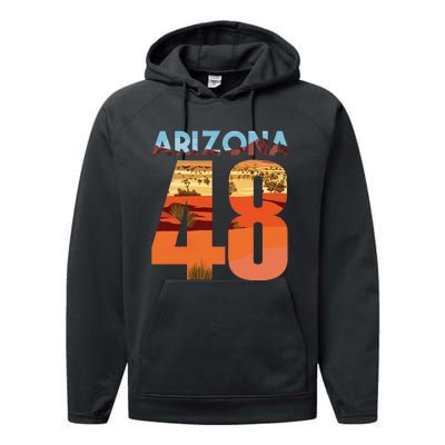 Arizona 48th State Souvenir Arizona 48 Cactus Performance Fleece Hoodie