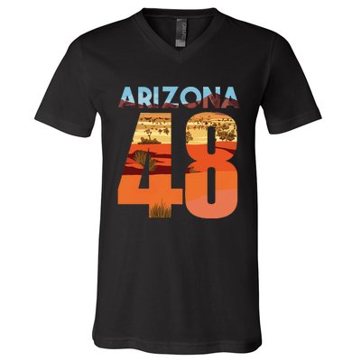 Arizona 48th State Souvenir Arizona 48 Cactus V-Neck T-Shirt