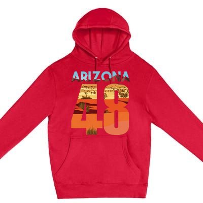 Arizona 48th State Souvenir Arizona 48 Cactus Premium Pullover Hoodie