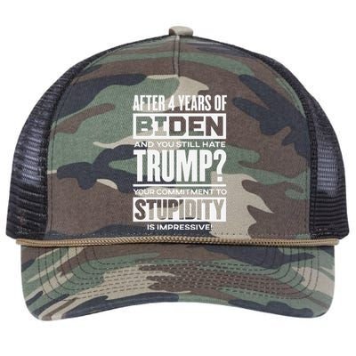 After 4 Years Of Biden And You Still Hate Trump Retro Rope Trucker Hat Cap