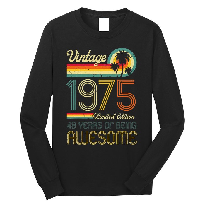 Awesome 48 Years Old 48th Birthday Sunset Vintage 1975 Long Sleeve Shirt