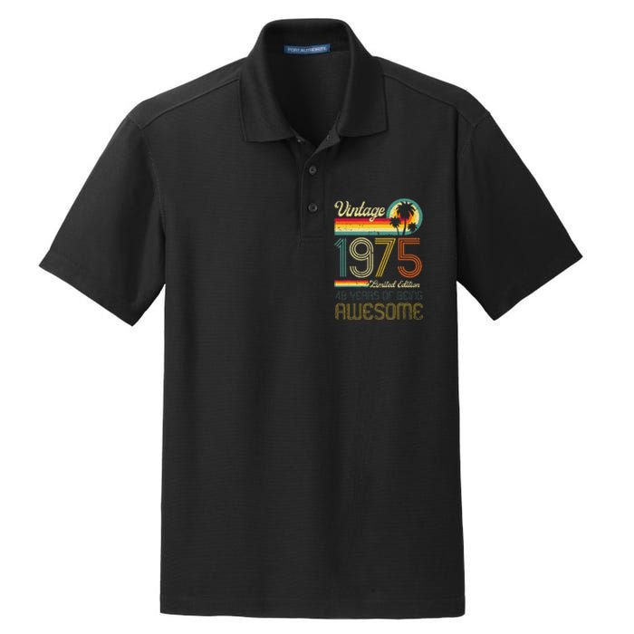 Awesome 48 Years Old 48th Birthday Sunset Vintage 1975 Dry Zone Grid Polo