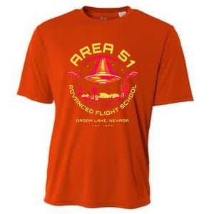 Area 51 Advanced Flight School Groom Lake Nevada Ufo Alien Cooling Performance Crew T-Shirt