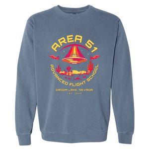 Area 51 Advanced Flight School Groom Lake Nevada Ufo Alien Garment-Dyed Sweatshirt