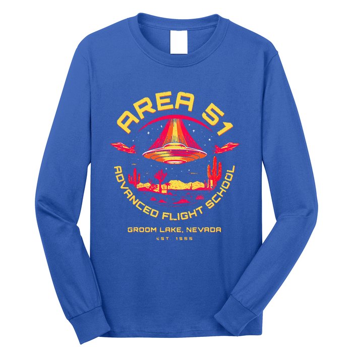 Area 51 Advanced Flight School Groom Lake Nevada Ufo Alien Long Sleeve Shirt