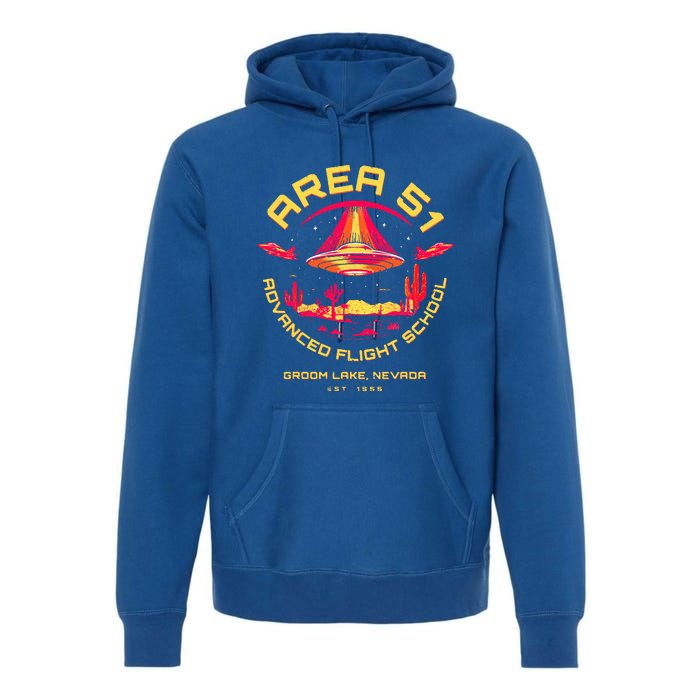 Area 51 Advanced Flight School Groom Lake Nevada Ufo Alien Premium Hoodie