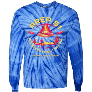 Area 51 Advanced Flight School Groom Lake Nevada Ufo Alien Tie-Dye Long Sleeve Shirt