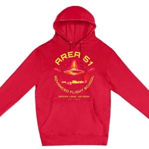 Area 51 Advanced Flight School Groom Lake Nevada Ufo Alien Premium Pullover Hoodie