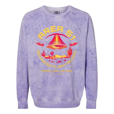 Area 51 Advanced Flight School Groom Lake Nevada Ufo Alien Colorblast Crewneck Sweatshirt