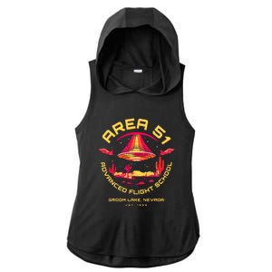 Area 51 Advanced Flight School Groom Lake Nevada Ufo Alien Ladies PosiCharge Tri-Blend Wicking Draft Hoodie Tank