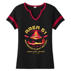 Area 51 Advanced Flight School Groom Lake Nevada Ufo Alien Ladies Halftime Notch Neck Tee