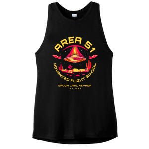 Area 51 Advanced Flight School Groom Lake Nevada Ufo Alien Ladies PosiCharge Tri-Blend Wicking Tank