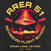 Area 51 Advanced Flight School Groom Lake Nevada Ufo Alien 7 Panel Mesh Trucker Snapback Hat