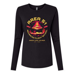 Area 51 Advanced Flight School Groom Lake Nevada Ufo Alien Womens Cotton Relaxed Long Sleeve T-Shirt