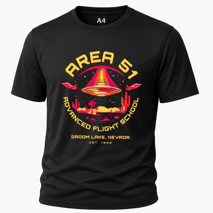 Area 51 Advanced Flight School Groom Lake Nevada Ufo Alien Cooling Performance Crew T-Shirt