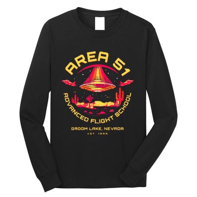 Area 51 Advanced Flight School Groom Lake Nevada Ufo Alien Long Sleeve Shirt