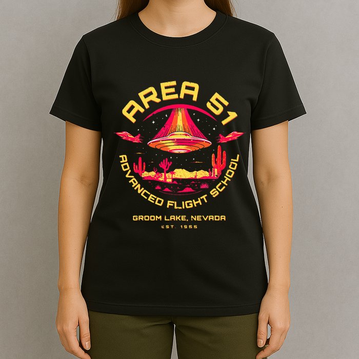 Area 51 Advanced Flight School Groom Lake Nevada Ufo Alien T-Shirt