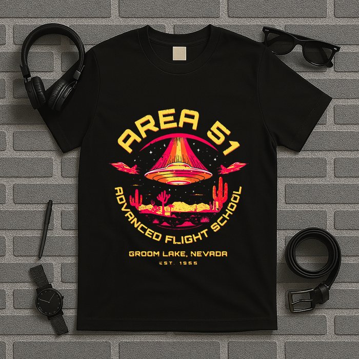 Area 51 Advanced Flight School Groom Lake Nevada Ufo Alien T-Shirt