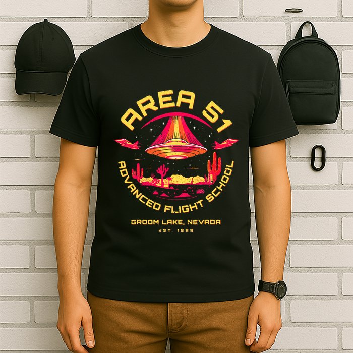 Area 51 Advanced Flight School Groom Lake Nevada Ufo Alien T-Shirt