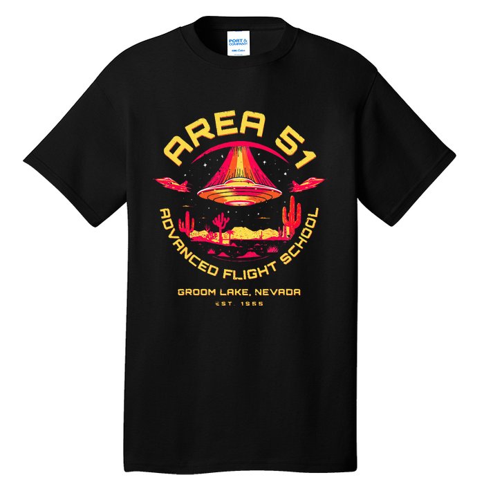 Area 51 Advanced Flight School Groom Lake Nevada Ufo Alien Tall T-Shirt