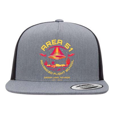 Area 51 Advanced Flight School Groom Lake Nevada Ufo Alien Flat Bill Trucker Hat