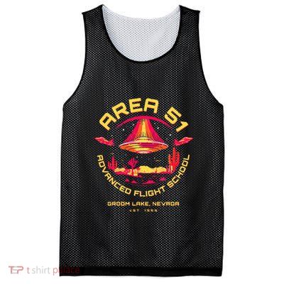 Area 51 Advanced Flight School Groom Lake Nevada Ufo Alien Mesh Reversible Basketball Jersey Tank
