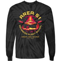 Area 51 Advanced Flight School Groom Lake Nevada Ufo Alien Tie-Dye Long Sleeve Shirt