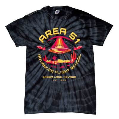 Area 51 Advanced Flight School Groom Lake Nevada Ufo Alien Tie-Dye T-Shirt