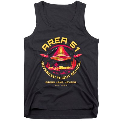 Area 51 Advanced Flight School Groom Lake Nevada Ufo Alien Tank Top
