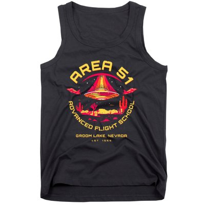 Area 51 Advanced Flight School Groom Lake Nevada Ufo Alien Tank Top