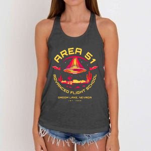 Area 51 Advanced Flight School Groom Lake Nevada Ufo Alien Women's Knotted Racerback Tank