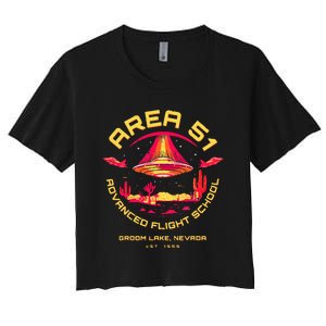 Area 51 Advanced Flight School Groom Lake Nevada Ufo Alien Women's Crop Top Tee