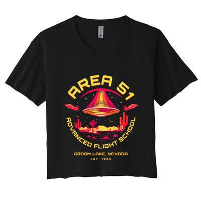 Area 51 Advanced Flight School Groom Lake Nevada Ufo Alien Crop Top