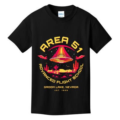 Area 51 Advanced Flight School Groom Lake Nevada Ufo Alien Kids T-Shirt