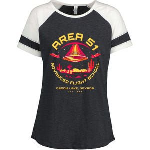 Area 51 Advanced Flight School Groom Lake Nevada Ufo Alien Enza Ladies Jersey Colorblock Tee