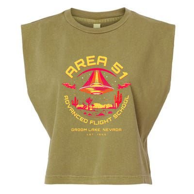 Area 51 Advanced Flight School Groom Lake Nevada Ufo Alien Garment-Dyed Women's Muscle Tee