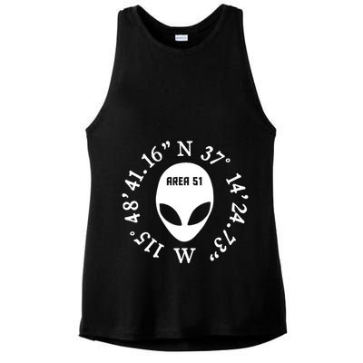Area 51 Coordinates Ufo Alien Funny Ladies PosiCharge Tri-Blend Wicking Tank