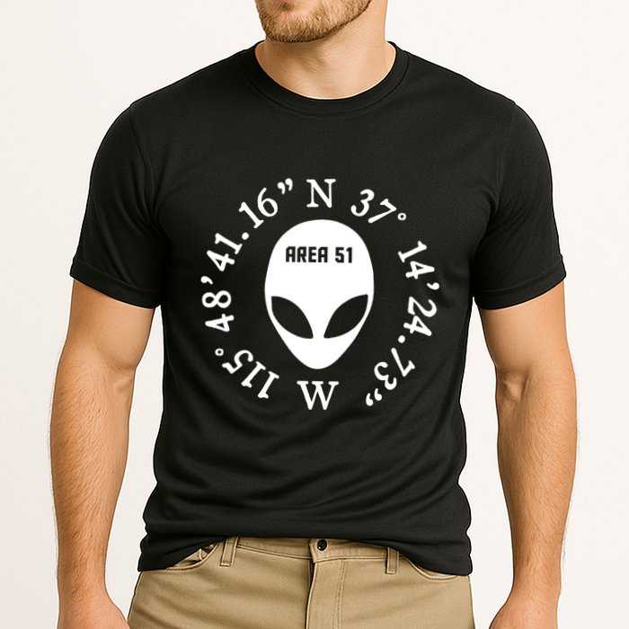 Area 51 Coordinates Ufo Alien Funny Performance Shirt