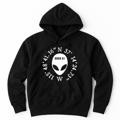 Area 51 Coordinates Ufo Alien Funny Hoodie