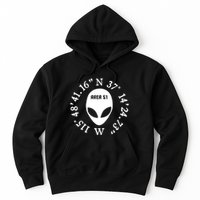 Area 51 Coordinates Ufo Alien Funny Hoodie