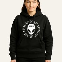 Area 51 Coordinates Ufo Alien Funny Hoodie