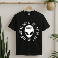 Area 51 Coordinates Ufo Alien Funny T-Shirt