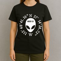 Area 51 Coordinates Ufo Alien Funny T-Shirt