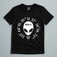 Area 51 Coordinates Ufo Alien Funny T-Shirt