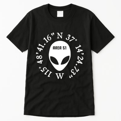 Area 51 Coordinates Ufo Alien Funny Tall T-Shirt